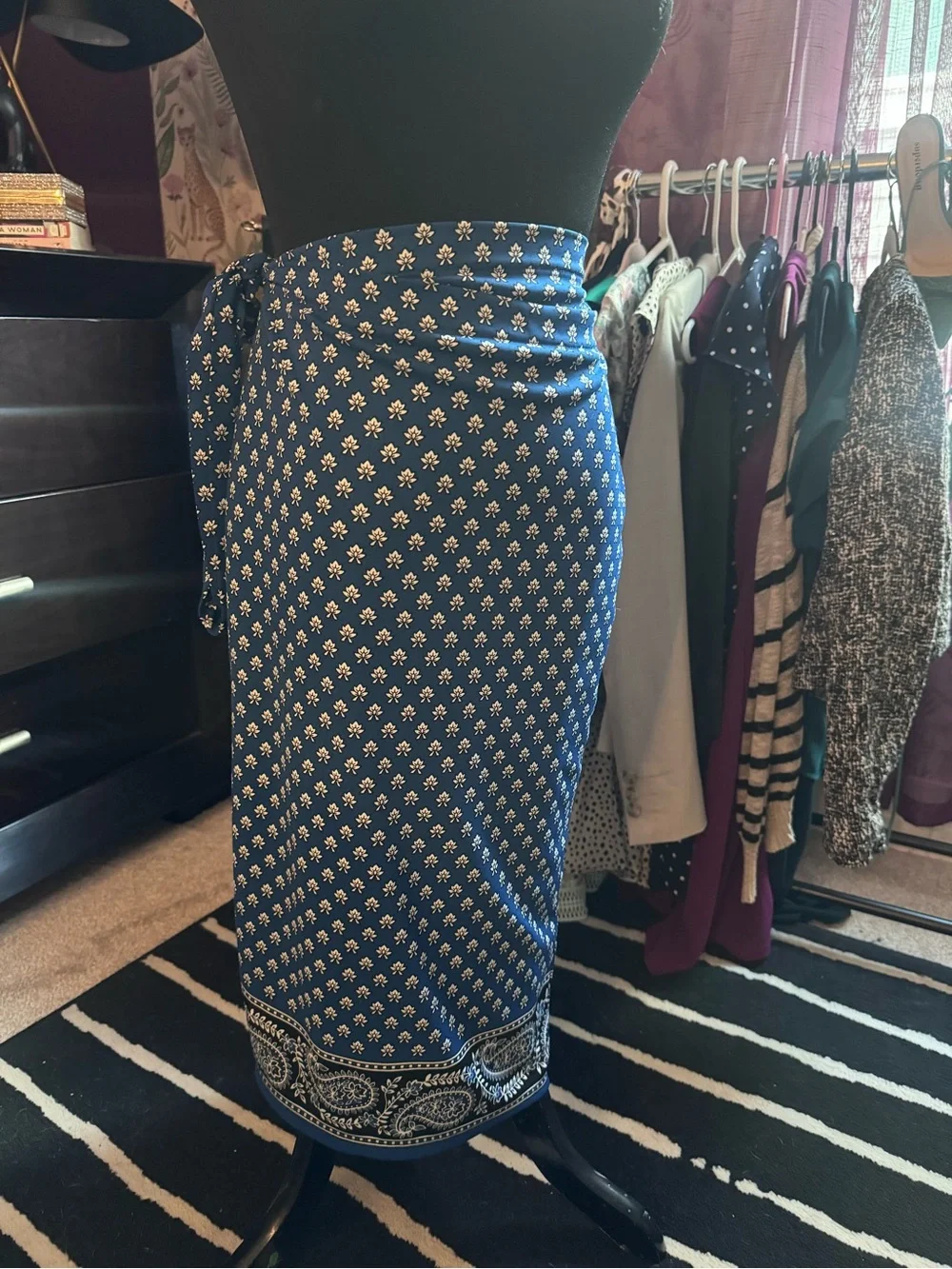 Michael Kors Blue Wrap Maxi Skirt